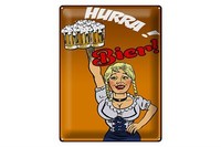Blechschild Pinup 30X40 Cm Alkohol Hurra! Bier Metall Deko Schild