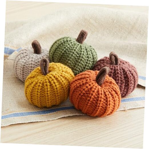 Mini knit pumpkins set of 5, hygge decor, cozy gifts for women, Autumn Set