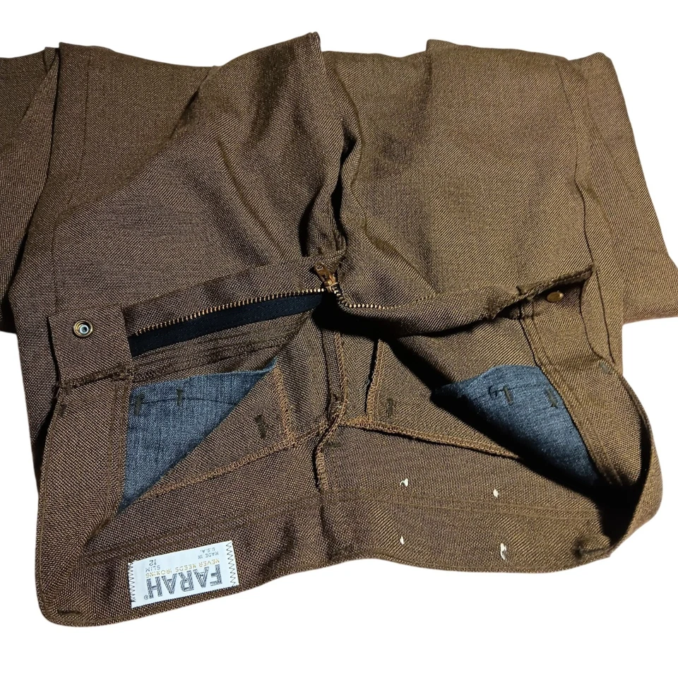 Pantalones ajustados vintage años 70 niños 12 24x26 marrón mezcla rayón mod EE. UU. Foto 4 de 4