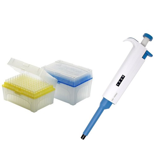 Kit Micropipetta Regolabile Variabile Canale Singolo 100-1000ul, 2 Rack di Punte - Foto 1 di 6