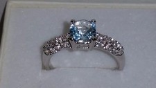 Kim's Jewelers Sterling Silver Lab Created Swiss Blue & White Topaz Ring (Size 7