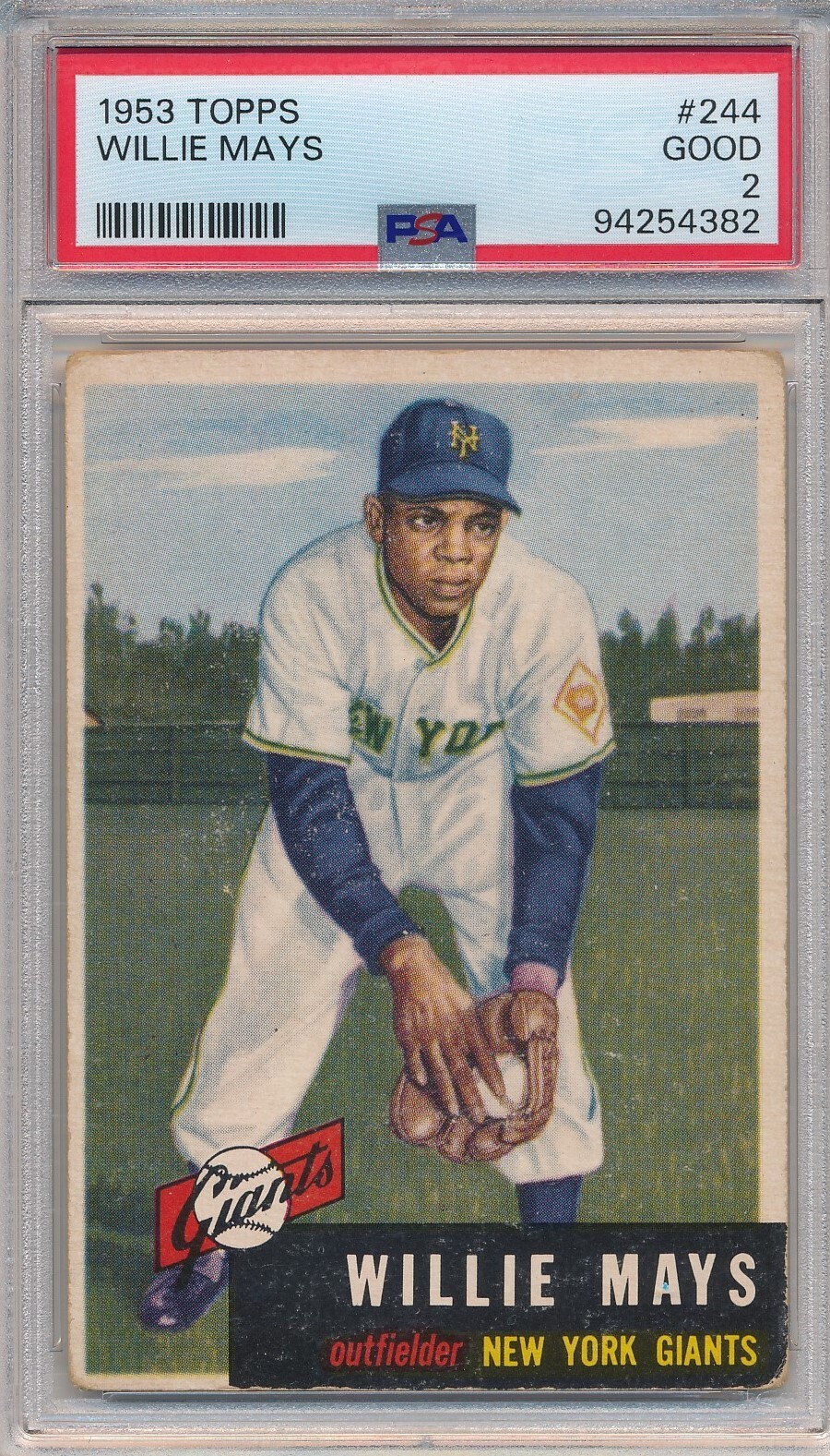 1953 TOPPS #244 WILLIE MAYS - PSA 2 GD (SVSC) - SHORT PRINT! FRESHLY GRADED!