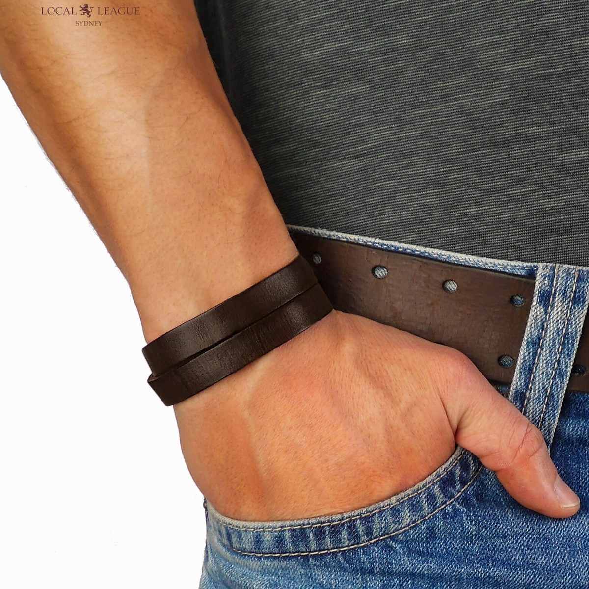 Mens LEATHER Bracelet ADJUSTABLE Surfer Wristband Black Mens LEATHER Bracelet ADJUSTABLE Surfer Wristband Black