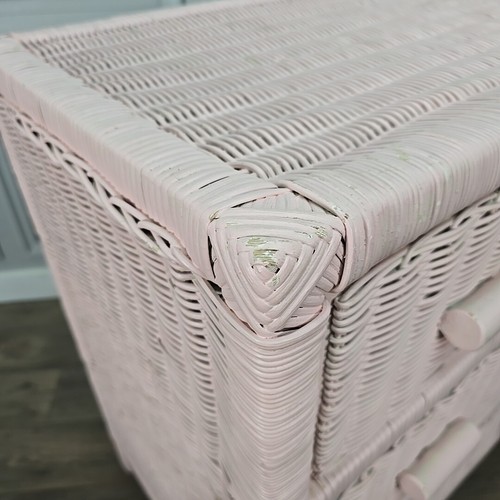 Cómoda de 3 cajones vintage retro de caña de mimbre de ratán tejido Lloyd Loom - rosa - Imagen 4 de 24
