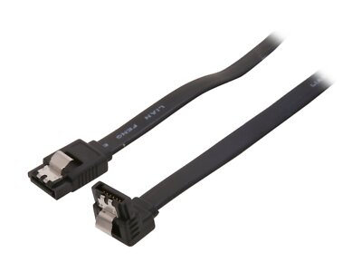 SATA III SATA 3 Cable Black with Locking Latch Straight to Right Angle 90 Deg...