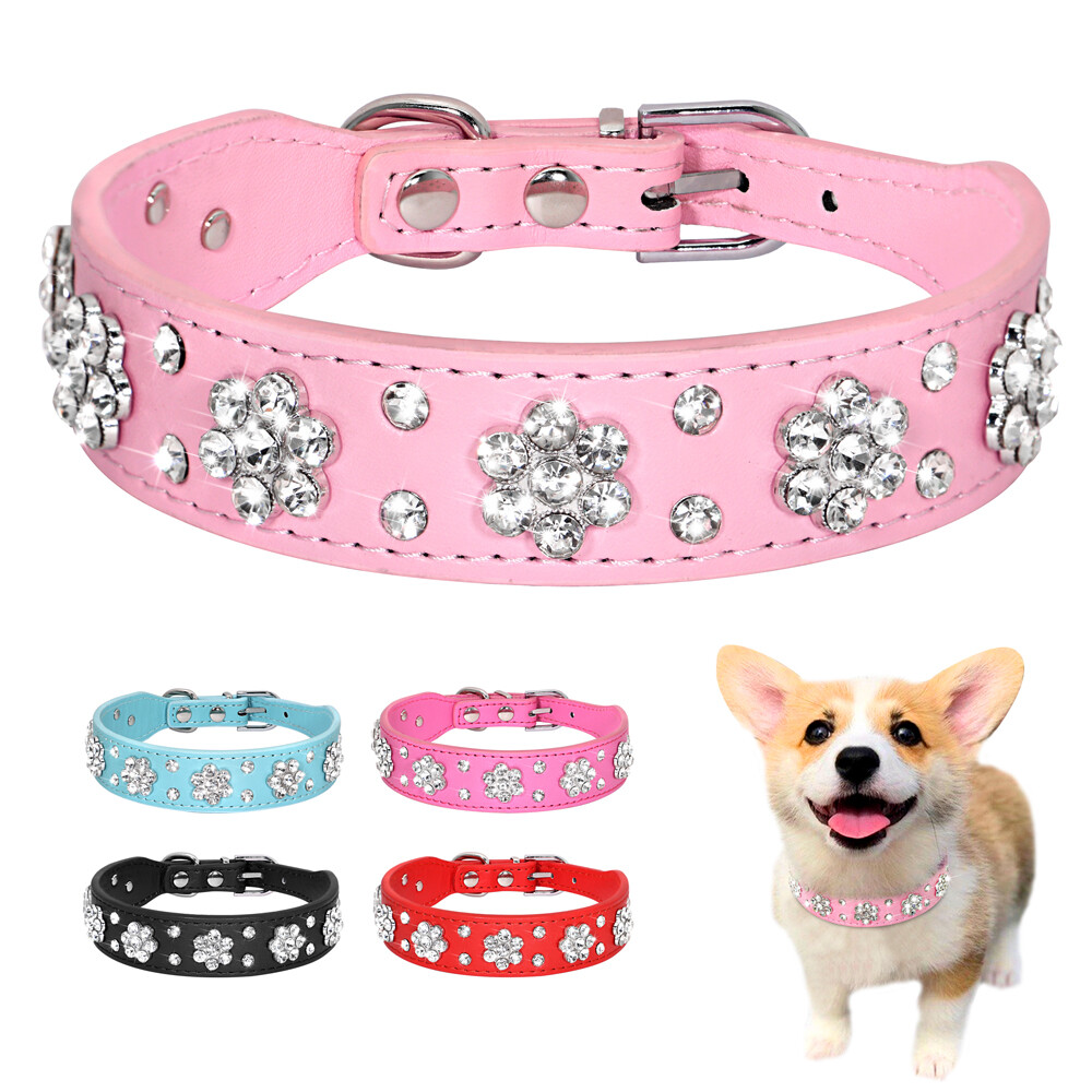 Cat Collar Leather Rhinestone Diamond Dog Collar - PU Leather Adjustable Collar For Dogs, Puppies, Cats (XS/S/M/L) Diamond Collar - Foto 3
