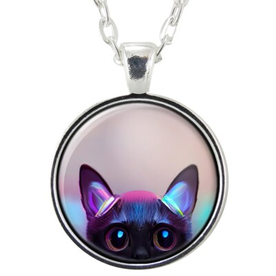 Peeking Black Cat Pendant Necklace, Cute Kitty Gifts, Handmade Jewelry