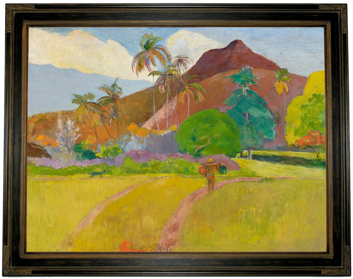 Gauguin Tahitian Landscape 1891 Wood Framed Canvas Print Repro