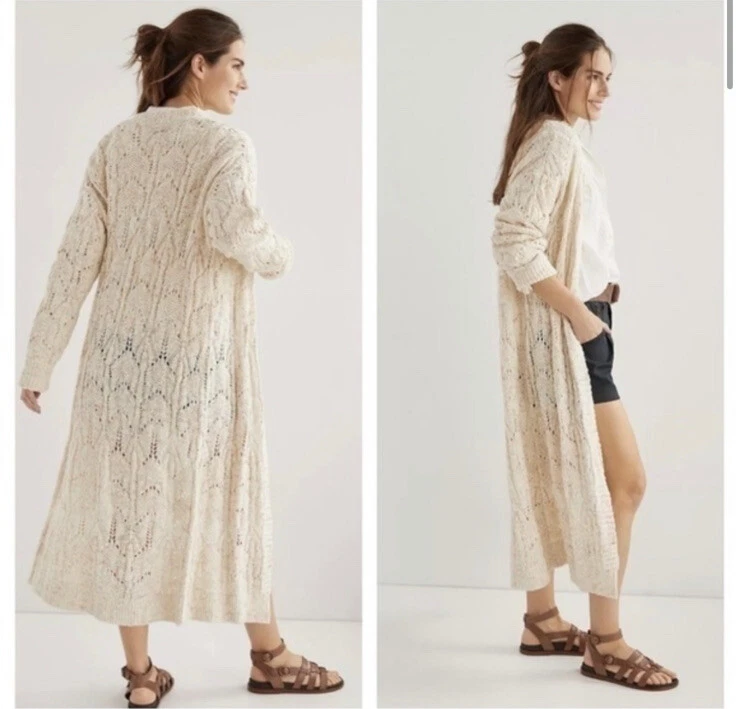 Pointelle duster cardigan clearance
