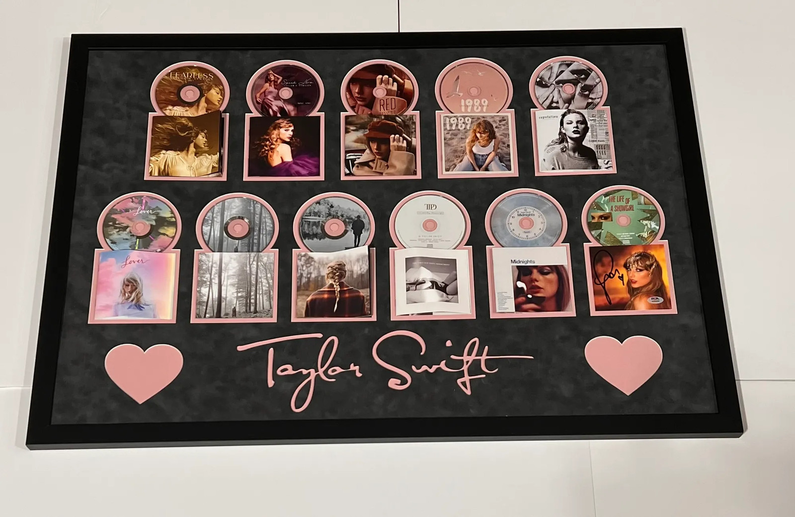 Taylor Swift "30x42"Album Collage Signed TLOAS CD Cover Framed PSA/DNA Autograph