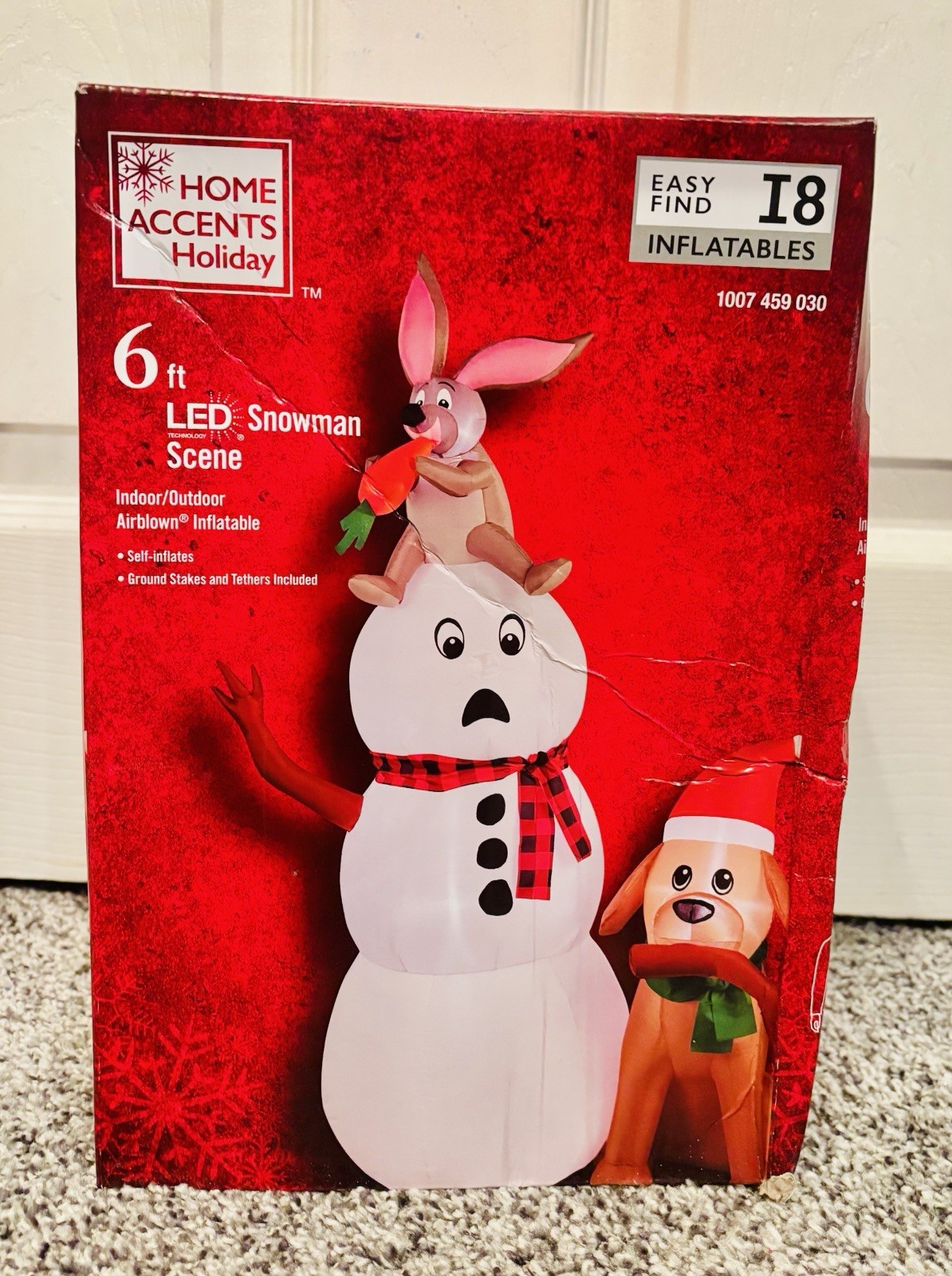 Home Accents Holiday Christmas Snowman Funny Bunny Dog Scene Airblown Inflatable