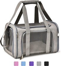 Travel Friendly Pet Carrier for Dogs Cats, Soft-Sided Grey, Up to 25lbs