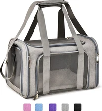Travel Friendly Pet Carrier for Dogs & Cats, Soft-Sided Grey, Up to 25lbs