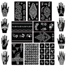 Koogel 18 Sheets 97PCS Henna Tattoo Stencil Kit, 18 Count Pack of 1 , Black1