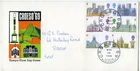 1969 CATHEDERALS GREAT BRITAIN QE2 TOWYN FDC CROESO '69 SPECIAL PMKS HAND ADD.