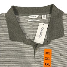 Calvin Klein Liquid Touch White Gray Golf Polo Cotton Shirt Men  s 2XL XXL NEW