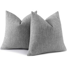 Chenille Decorative Euro Sham Throw Pillow Covers 24" x 24" Pack of 2 Grey