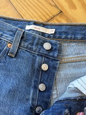 Levis Premium Wedgie Straight Jeans Womens Sz 27 Blue High Rise Boho Button Fly