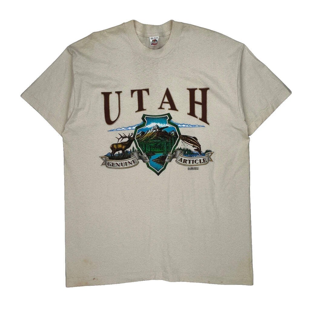 Fruit Of The Loom Single Stitch T-Shirt - 2XL Cream Cotton