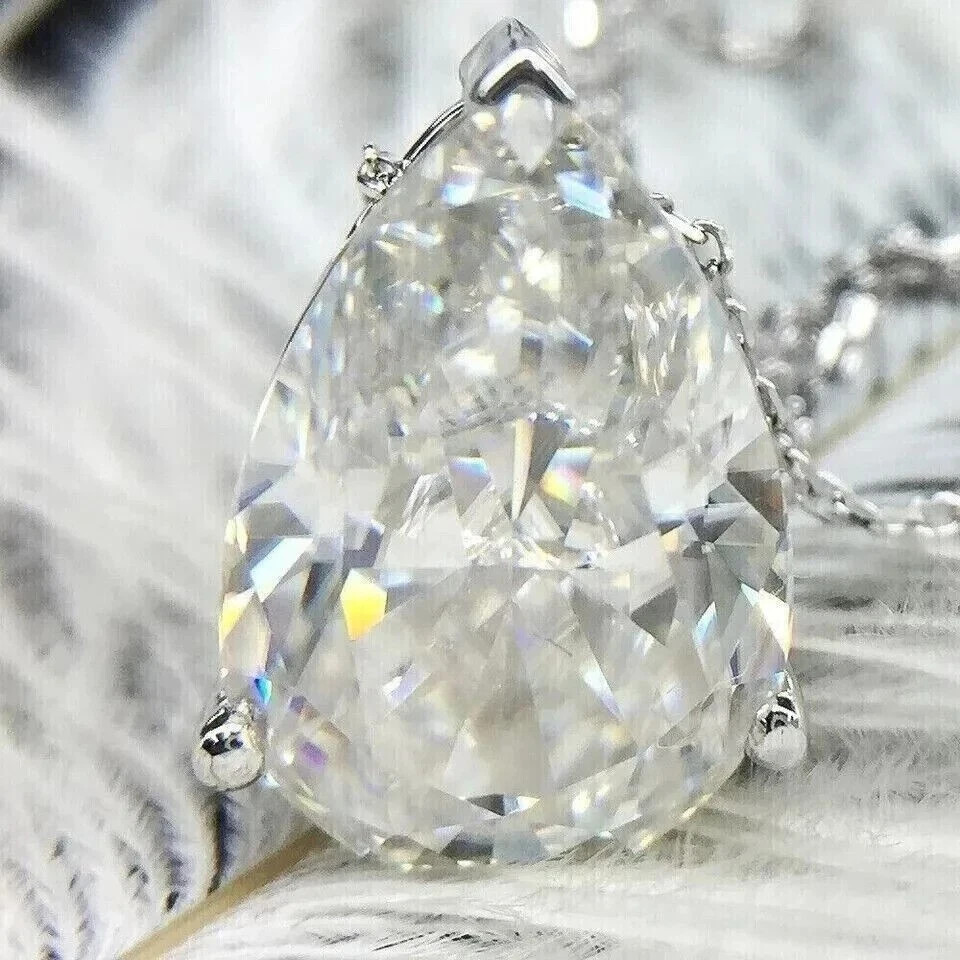 3.00Ct Pear Cut IGI Certified Lab Grown Diamond Wedding Pendant 14K White Gold
