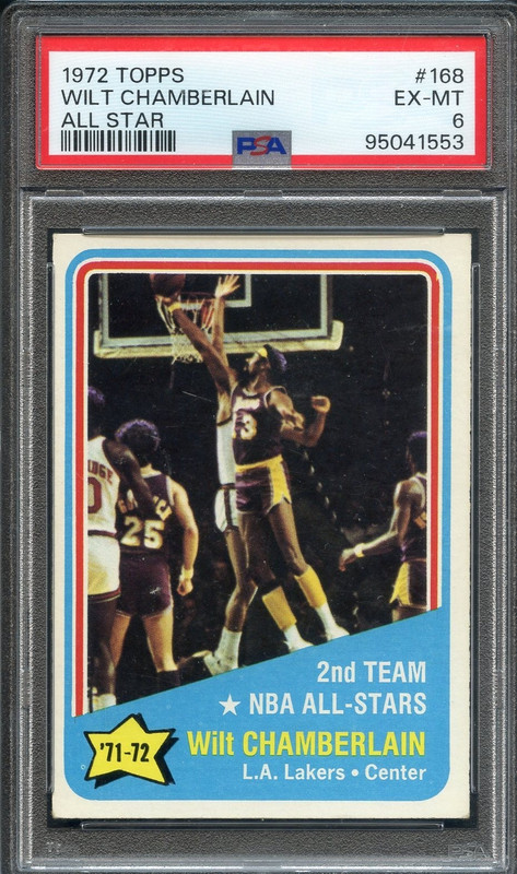 1972 Topps #168 Wilt Chamberlain All Star PSA 6 HOF Los Angeles Lakers 1553
