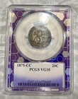 1875 CC Seated Liberty Twenty Cent Coin, VG 10, PCGS Silver 20c