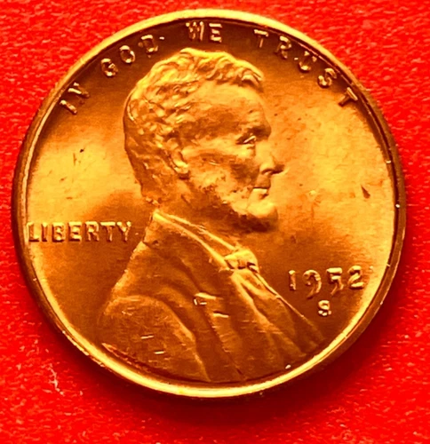 1952-S Lincoln Wheat Cent Penny GEM RED BU From an Original Bank Roll
