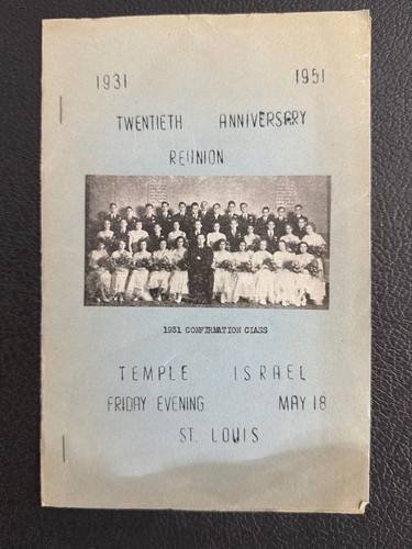 1951 Temple Israel St. Louis 1931 Confirmation Reunion Program