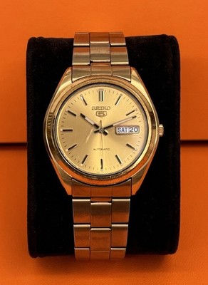 Seiko 5 Automatic 7S26-0440 Vintage Gold Tone Day Date 