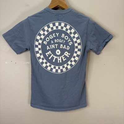 Bogey Boys Men s Sz S Lt Blue  A Bogey Ain t Bad  Heavyweight Cotton Logo Tee