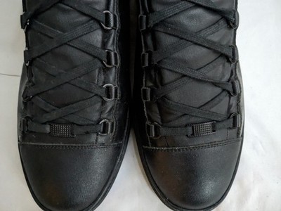 Balenciaga Arena Men 14 47 Black Canvas Leather High Top Sneakers