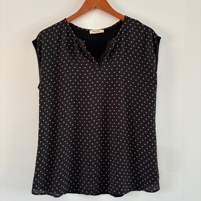 Full Moon Maternity Top Women S Black Floral Split Neck Mixed Media Pregnancy