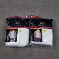 Fruit Of The Loom Signature A-Shirts Tank Mens 3XB White Big Man 4 Pack Lot 2