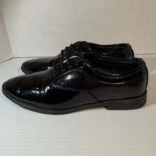 Boys Shiny Patent Leather Golden G Dress Tuxedo Shoes Lactus TC Original Size 1