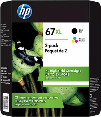 #ad Genuine 2 Pack HP 67XL Black Color ink cartridges 3YM57AN 3YM58AN $44.95
