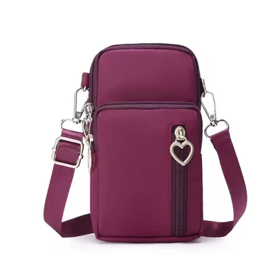 Sac Bandoulière Femme – Pochette Téléphone Portable Multifonction Violet - Photo 1/4