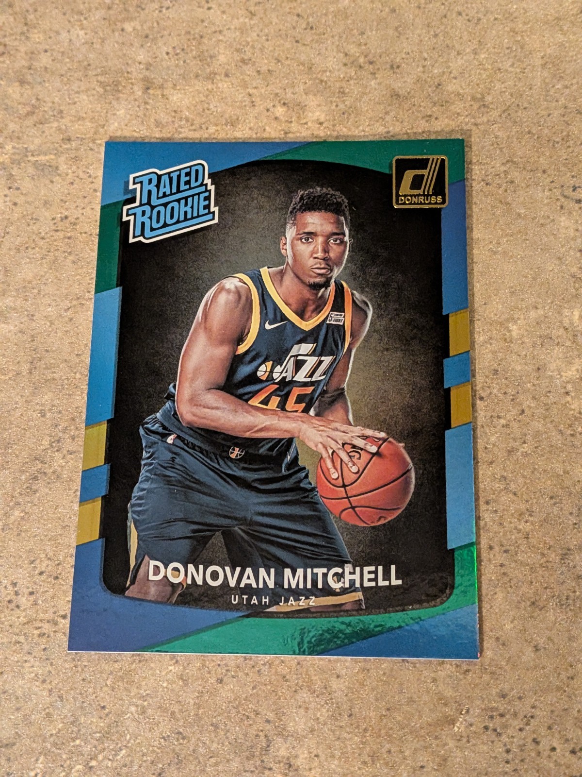 2017-18 Panini Donruss Rated Rookie #188 Donovan Mitchell RC Green Yellow Laser