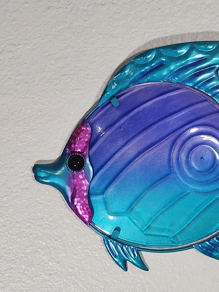 Cerca de parede de metal e vidro para peixes tropicais vida oceânica decoração de jardim azul/verde/rosa - Imagem 2 de 4