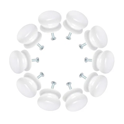 White Ceramic Knob Door Cupboard Drawer Cabinet Handle Kitchen Bathroom Round UK - Image 1 of 4