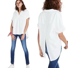 Madewell Courier Button-Back Shirt 100% Cotton White Boxy  Oversized Size Small