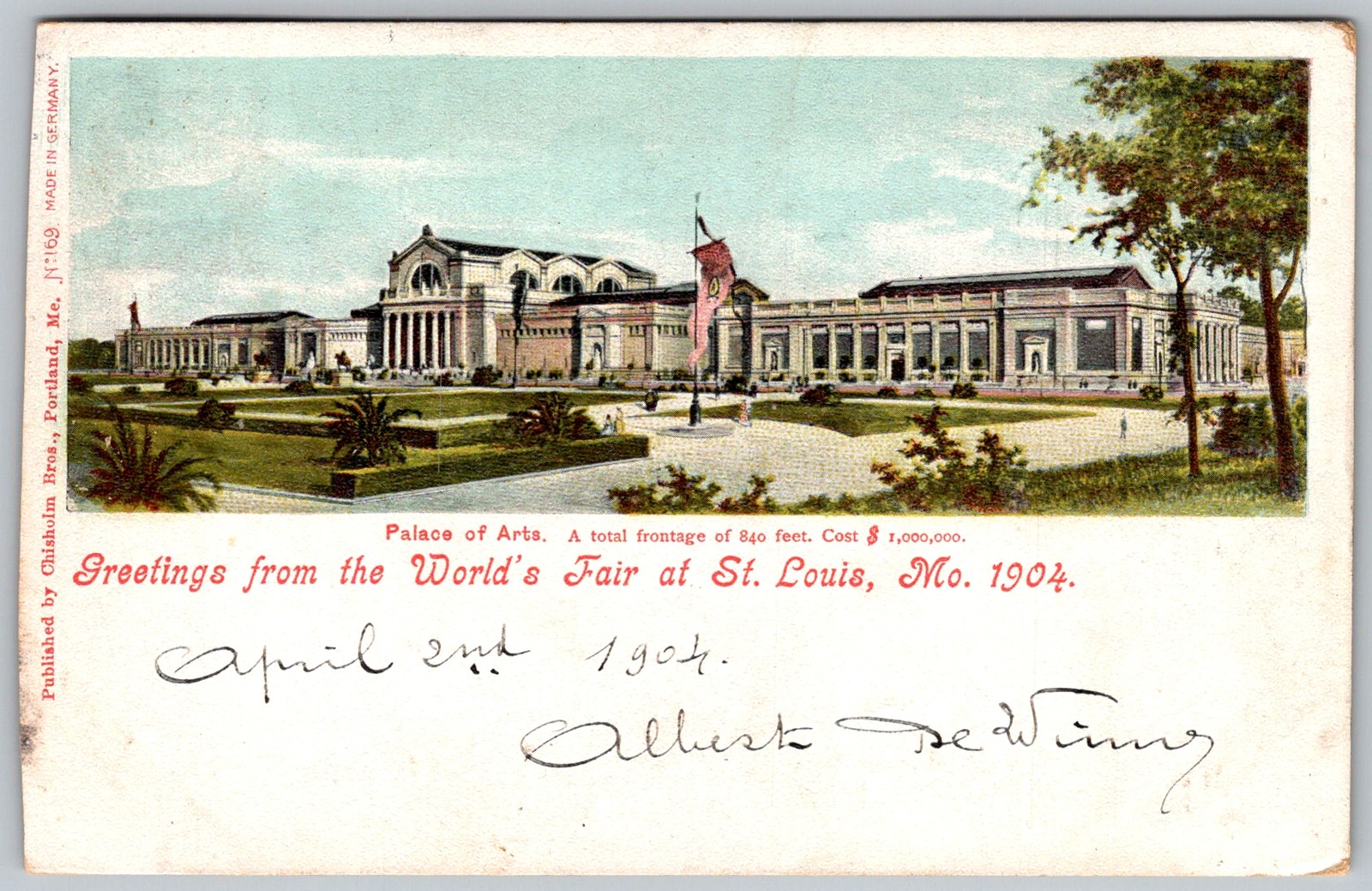 Antique Postcard Palace Of Arts St Louis, MO 1900s