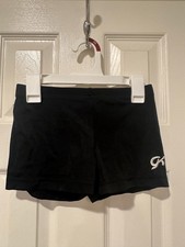 GK Elite BAR SHORTS Leotard BLACK Gymnastics NYLON SPANDEX Shortie Short SIZE AS