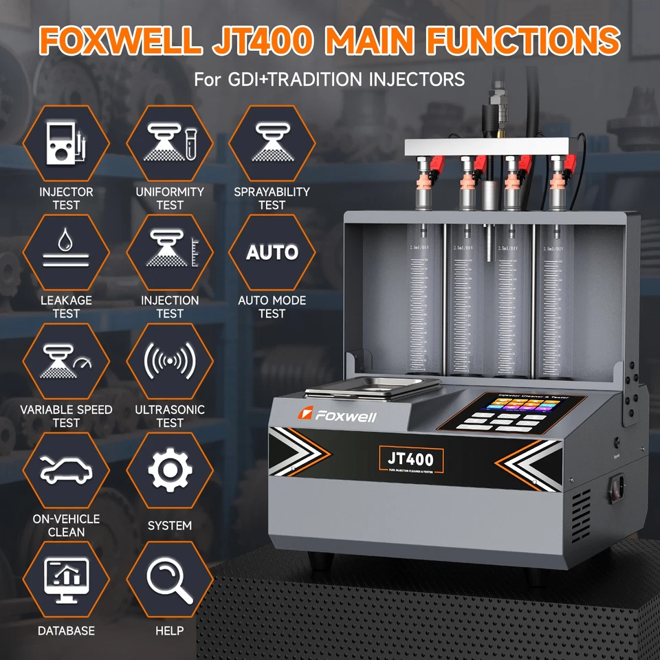 FOXWELL JT400 Car GDI Fuel Injector Cleaner Ultrasonic Injector Cleaning Machine - Image 2 of 4