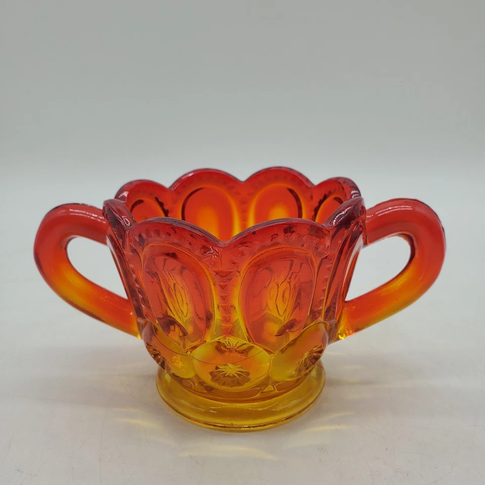 Винтажный LE Smith Amberina Moon and Star сливочник и открытая сахарница комплект пара MCM - Изображение 4 из 4