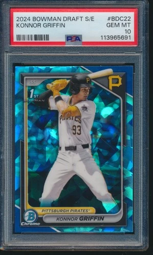 PSA 10 KONNOR GRIFFIN 1st 2024 Bowman Chrome SAPPHIRE EDITION REFRACTOR GEM MINT