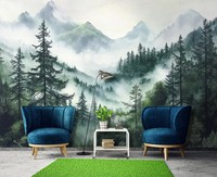 GrüN Berg Wald Schlafzimmer Tapete Groß Wandbild 312X219Cm Nicht Gewebt