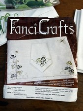 Vintage Fanci Crafts Floral Shamrock Embroidery Kit Napkin Placemats READ