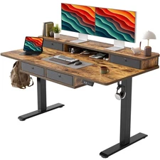 Standing Desk with Four Drawers, Stand Up Standing Desk Adjustable Height, El...