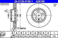 1X ATE 24.0128-0198.1 Bremsscheibe FüR BMW