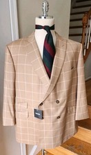 NWT Indochino Custom Made Double Breasted Men Blazer Jacket 100 Wool Size 50R